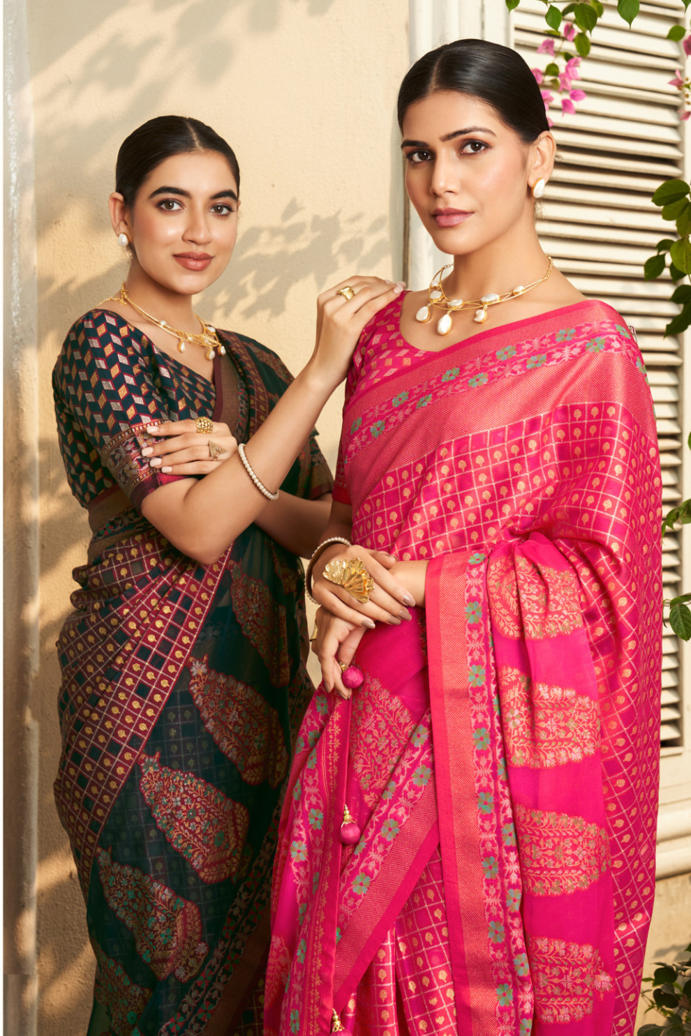 Pure Viscose Georgette Saree with Burnout and Soft Varnish Finish