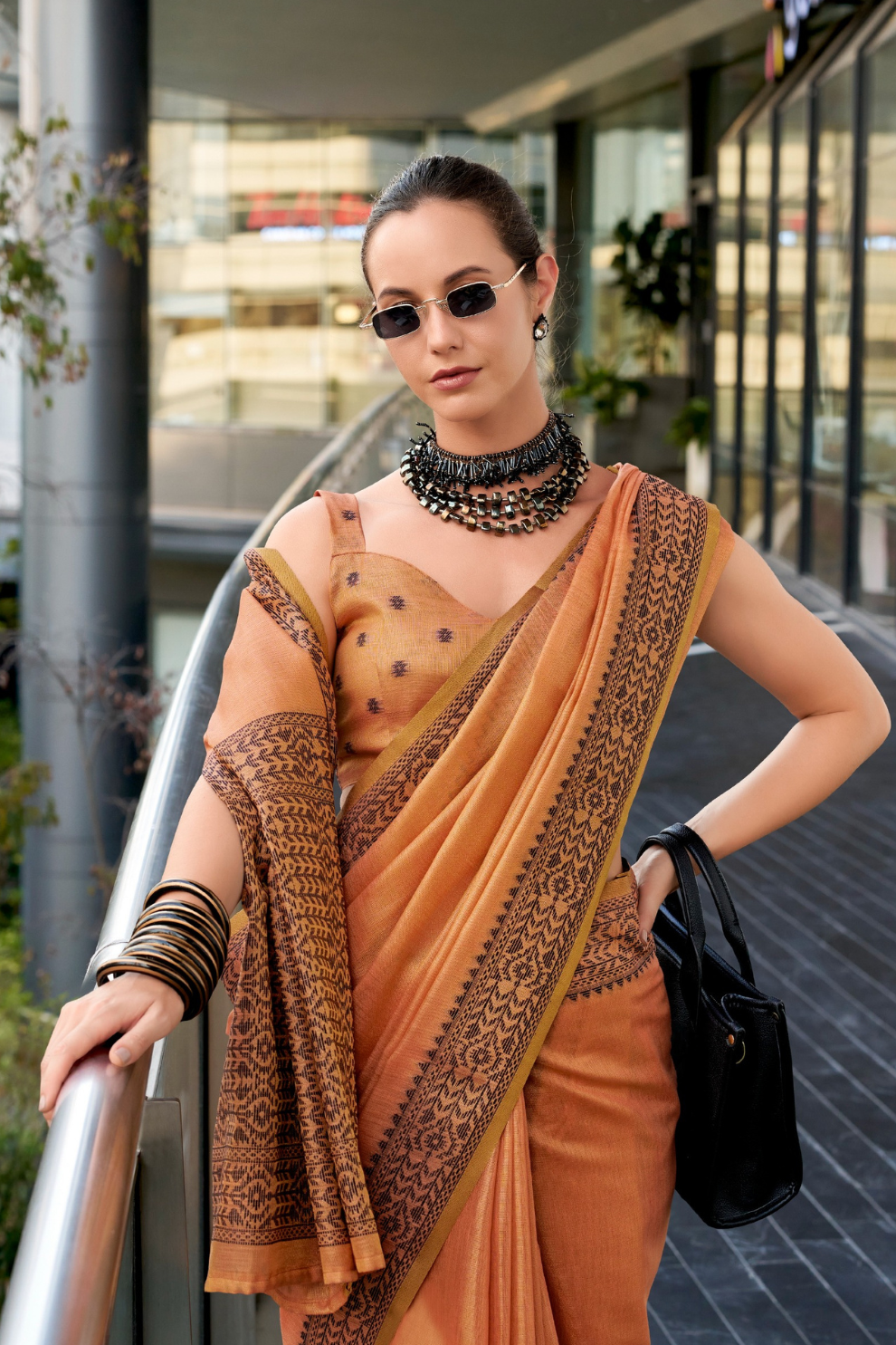 Linen Tissue Silk Saree with Elegant Sheen - LaVante Fashion
