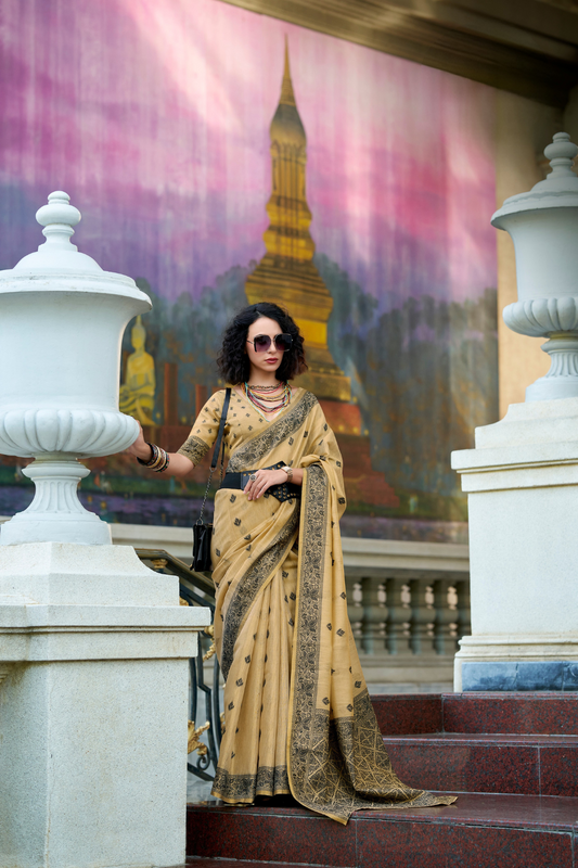 Linen Tissue Silk Saree with Soft Shine and Natural Elegance