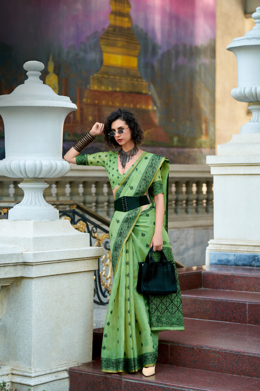 Linen Tissue Silk Saree with Soft Shine and Natural Elegance