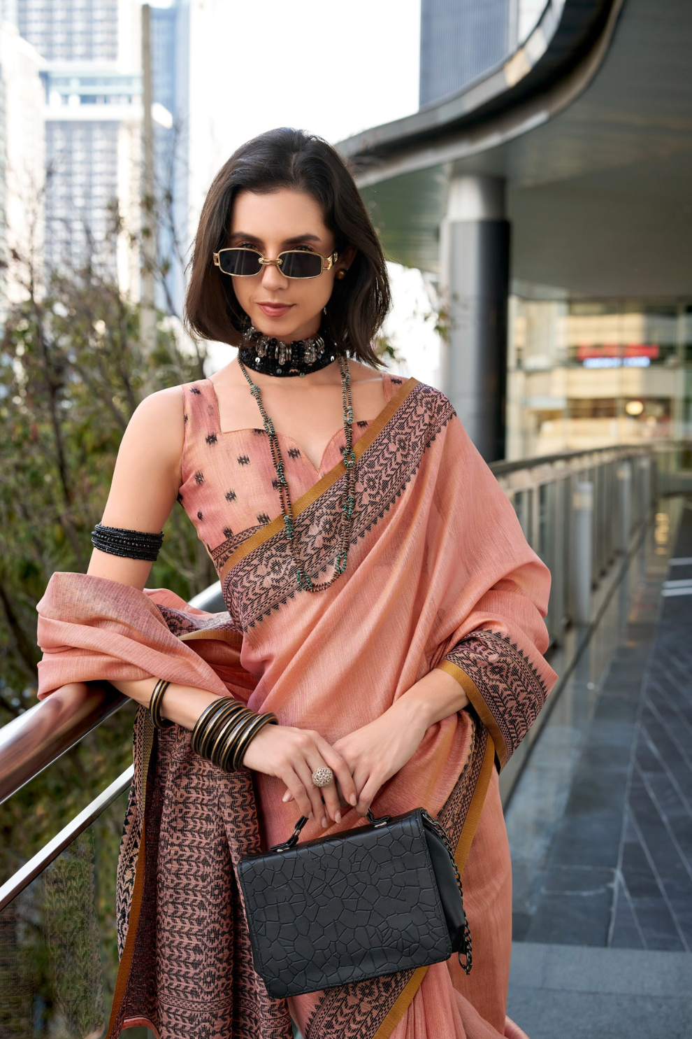 Linen Tissue Silk Saree with Elegant Sheen - LaVante Fashion