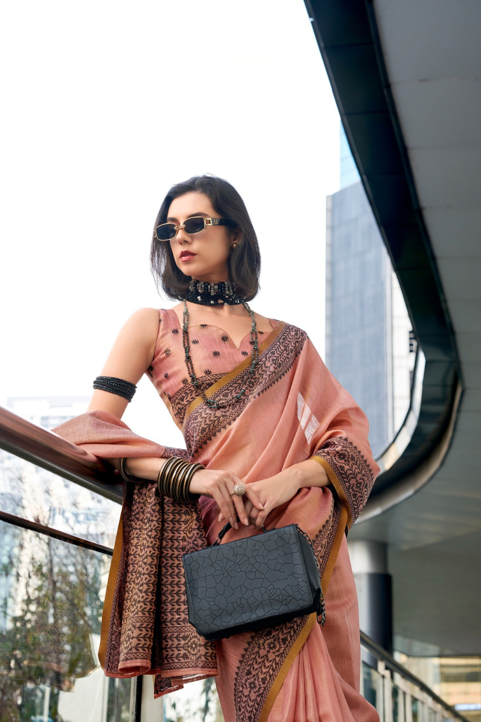 Linen Tissue Silk Saree with Elegant Sheen - LaVante Fashion