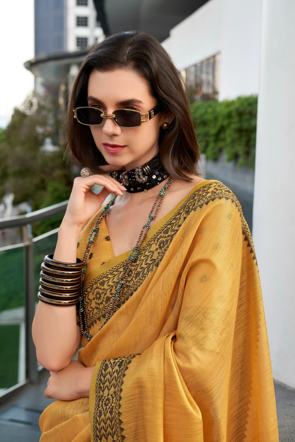 Linen Tissue Silk Saree with Elegant Sheen - LaVante Fashion