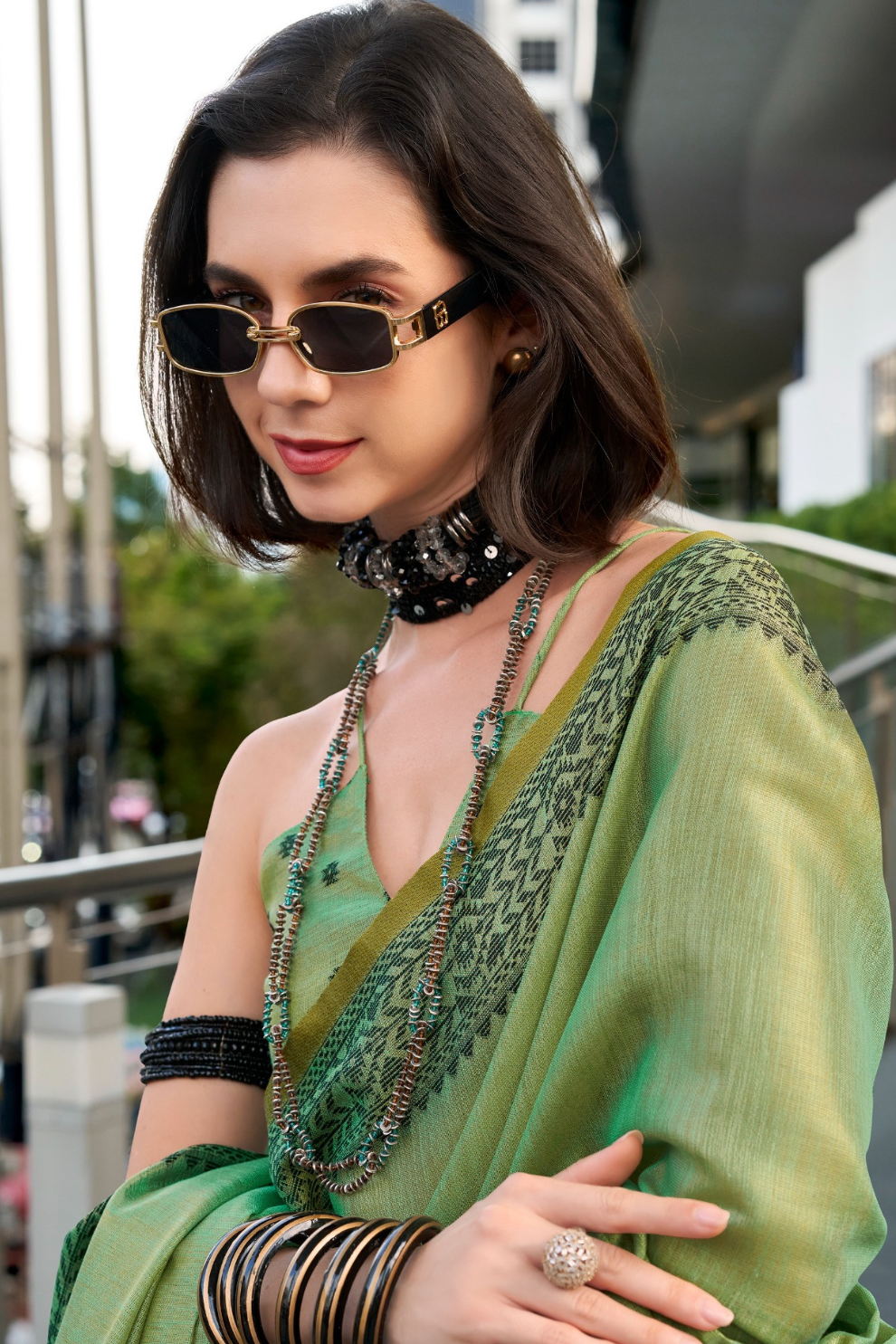 Linen Tissue Silk Saree with Elegant Sheen - LaVante Fashion
