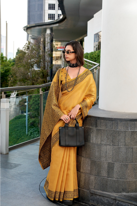 Linen Tissue Silk Saree with Elegant Sheen - LaVante Fashion