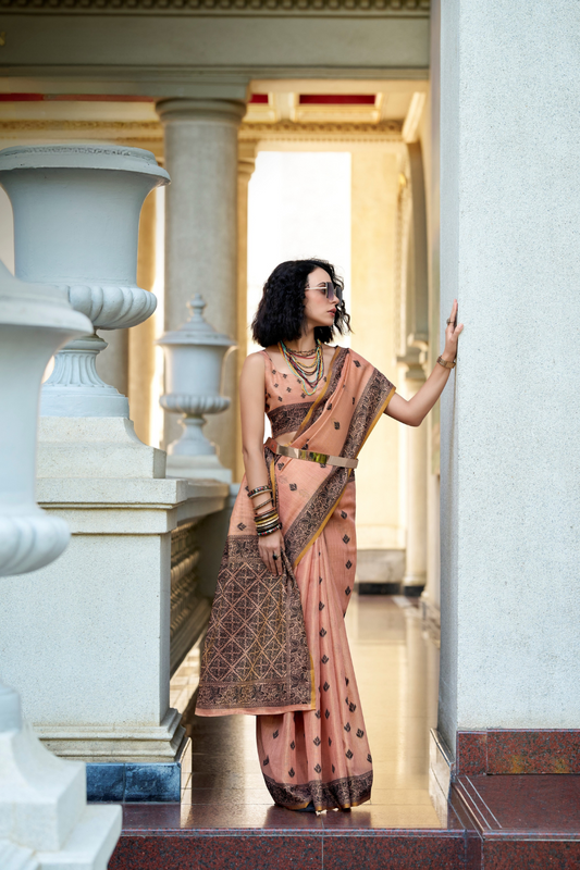 Linen Tissue Silk Saree with Soft Shine and Natural Elegance