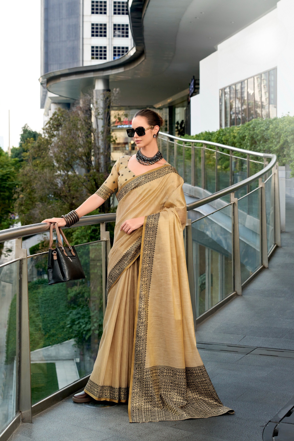 Linen Tissue Silk Saree with Elegant Sheen - LaVante Fashion
