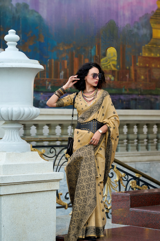 Linen Tissue Silk Saree with Soft Shine and Natural Elegance