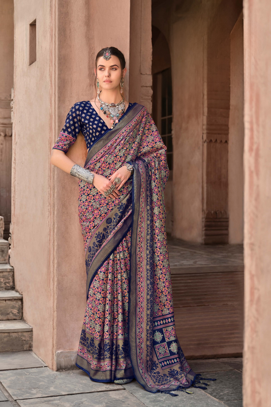 Mercerized New Sigma Silk Saree with Aqua Finish