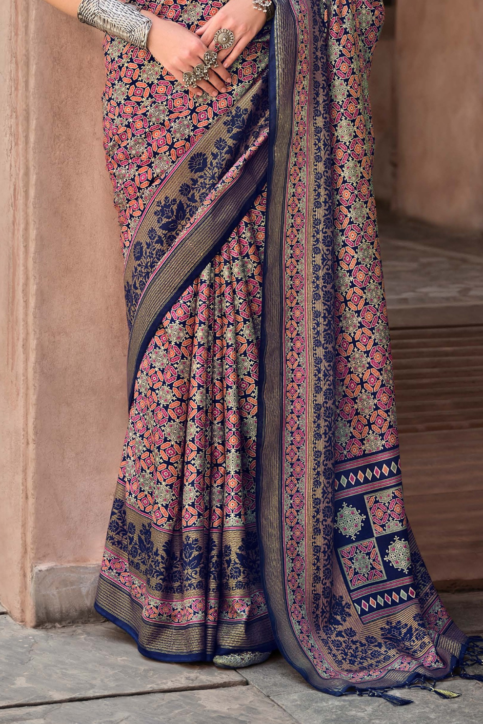 Mercerized New Sigma Silk Saree with Aqua Finish