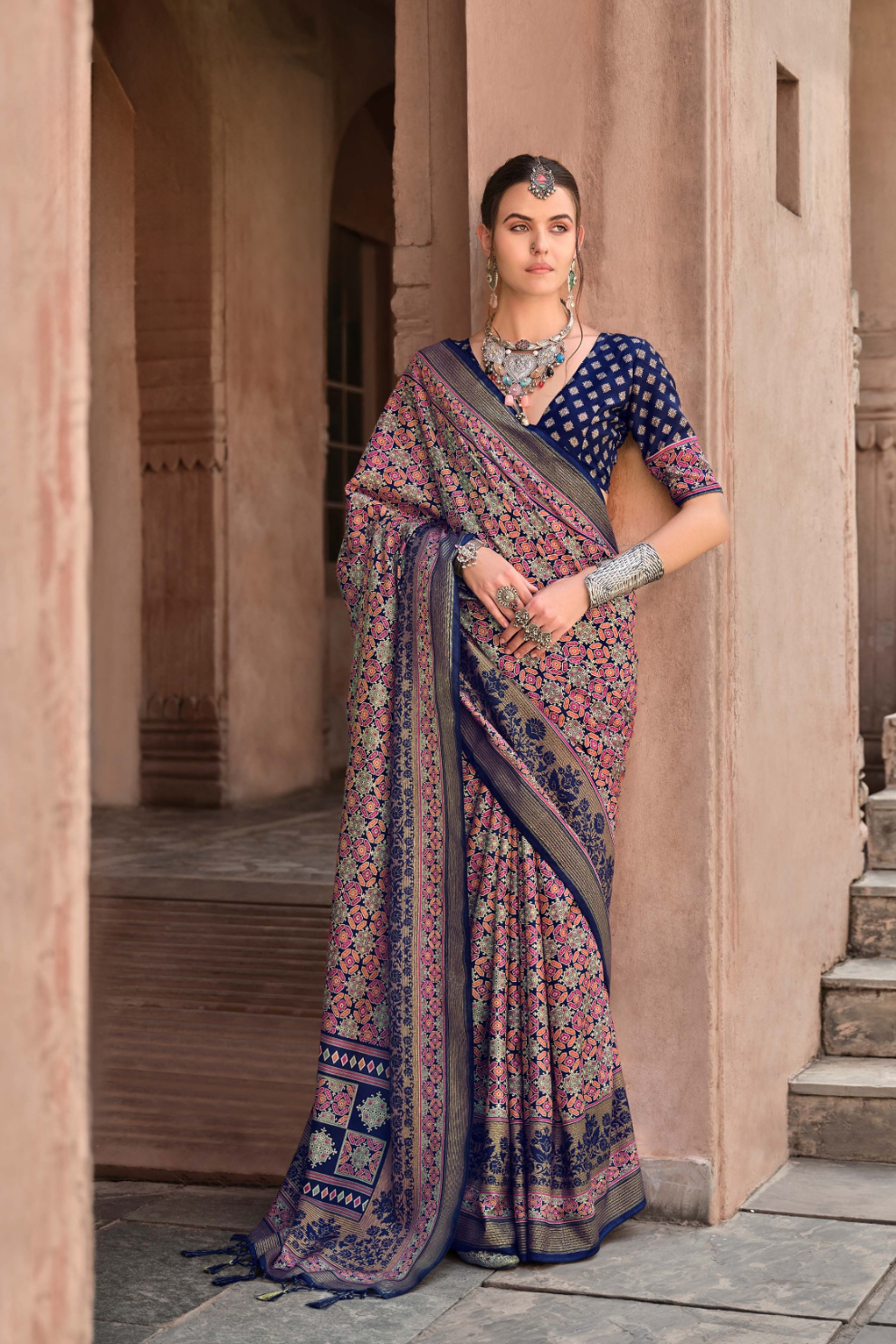 Mercerized New Sigma Silk Saree with Aqua Finish