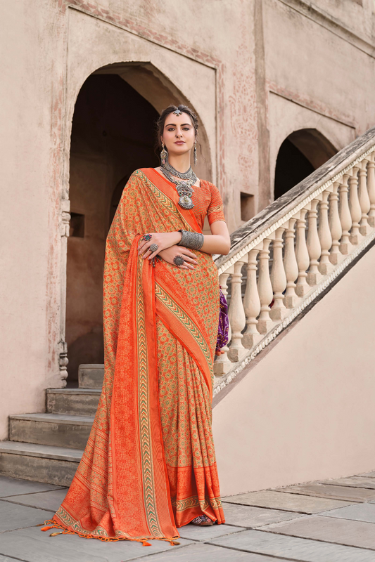 Mercerized New Sigma Silk Saree with Aqua Finish
