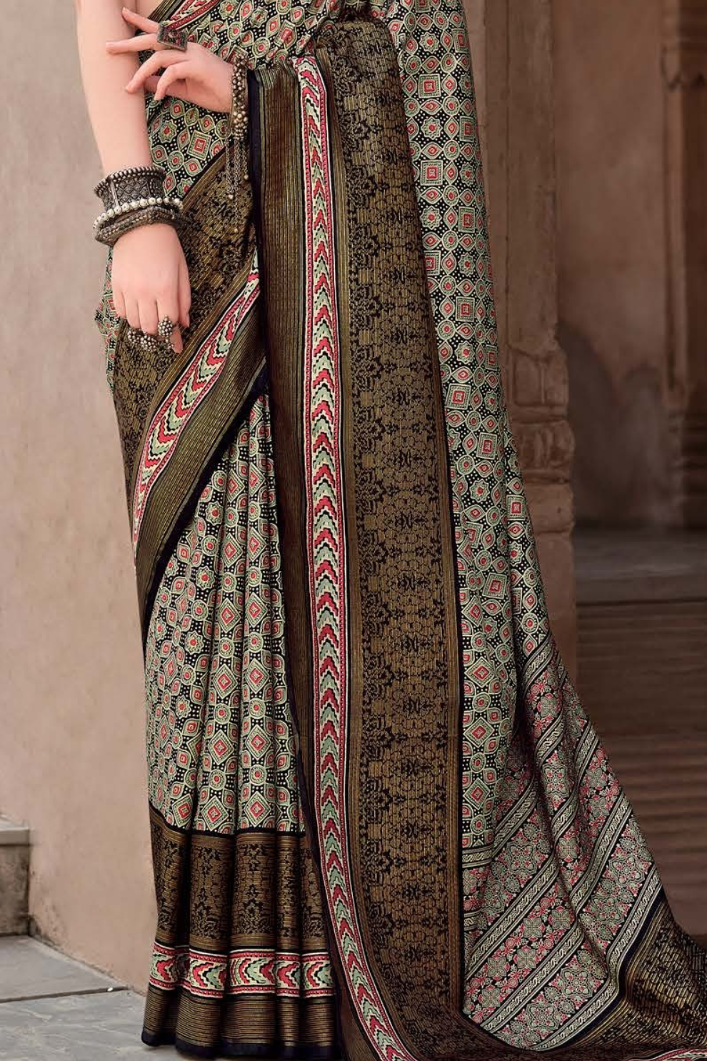 Mercerized New Sigma Silk Saree with Aqua Finish