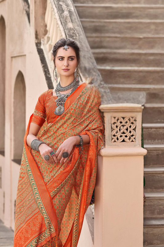 Mercerized New Sigma Silk Saree with Aqua Finish