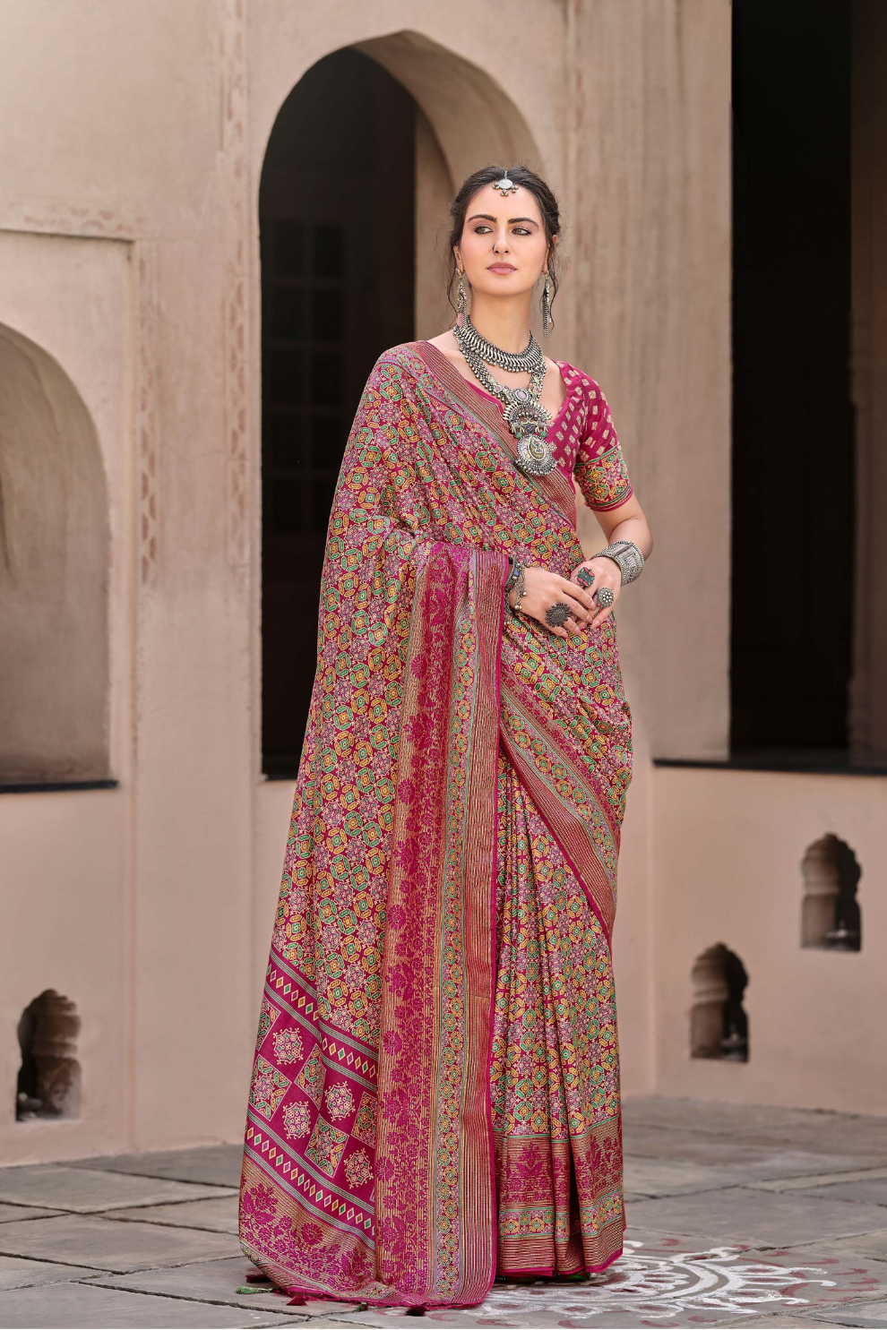Mercerized New Sigma Silk Saree with Aqua Finish