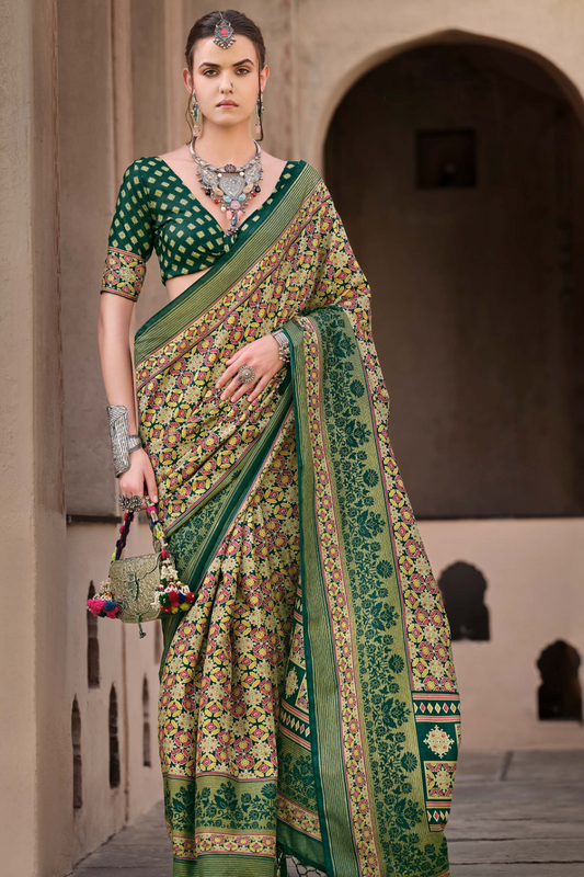 Mercerized New Sigma Silk Saree with Aqua Finish