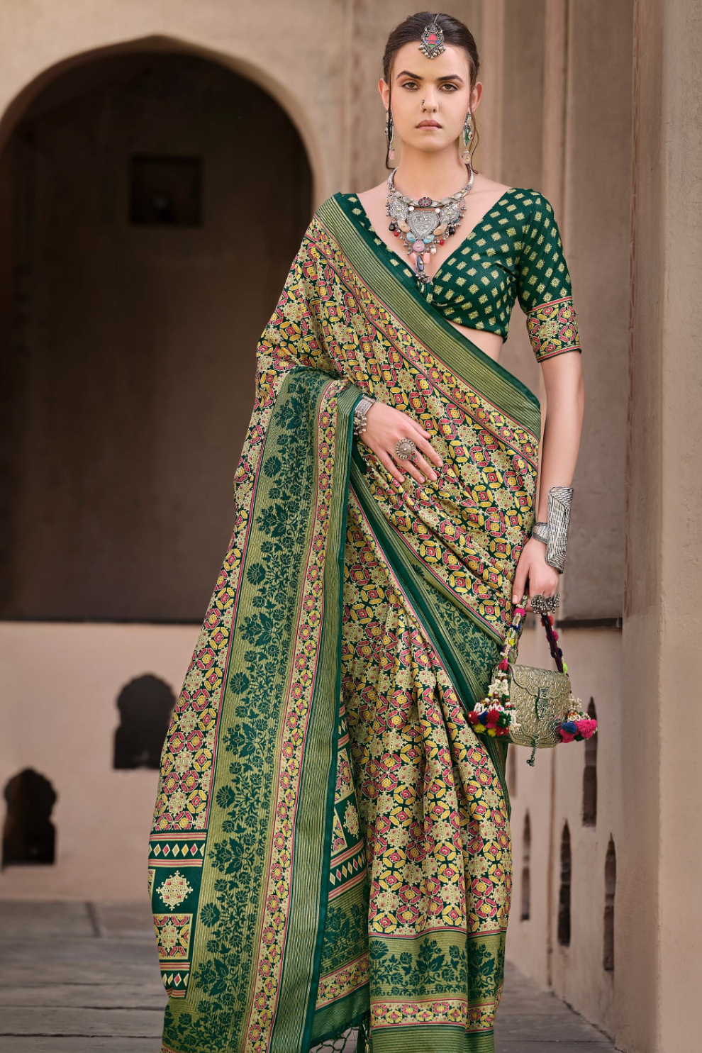 Mercerized New Sigma Silk Saree with Aqua Finish
