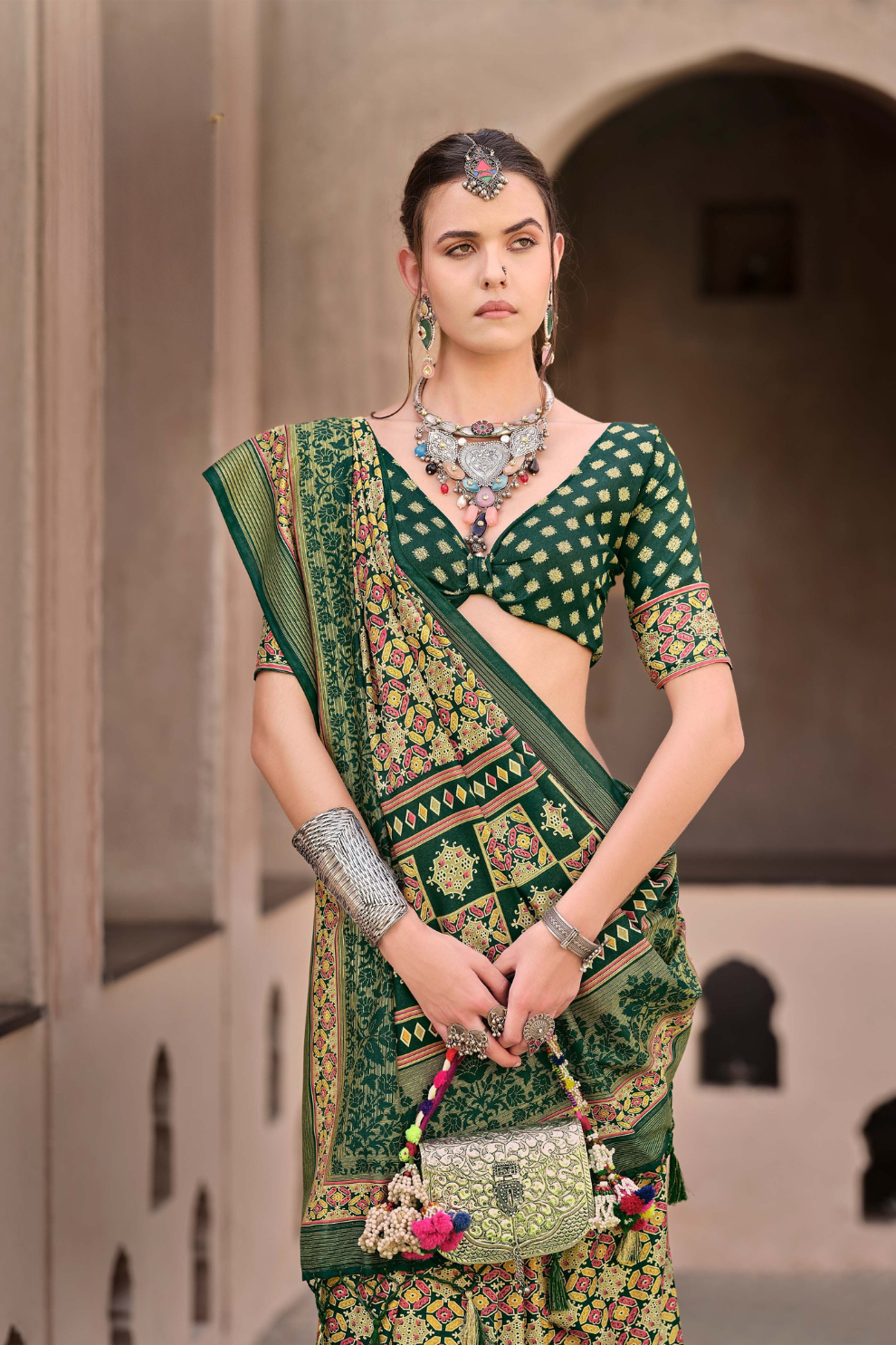 Mercerized New Sigma Silk Saree with Aqua Finish