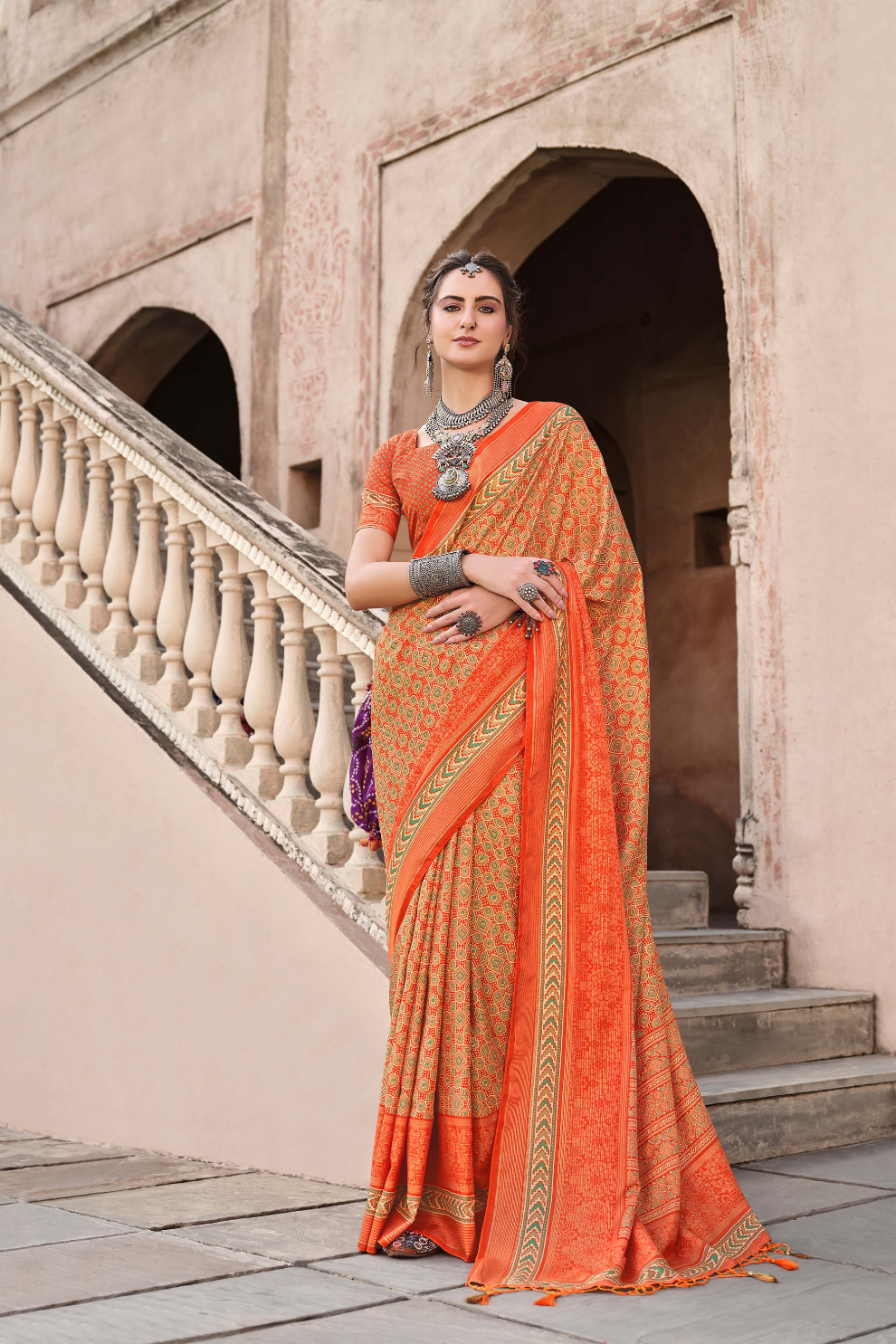 Mercerized New Sigma Silk Saree with Aqua Finish