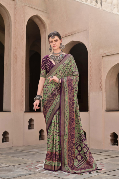 Mercerized New Sigma Silk Saree with Aqua Finish - LaVante Fashion