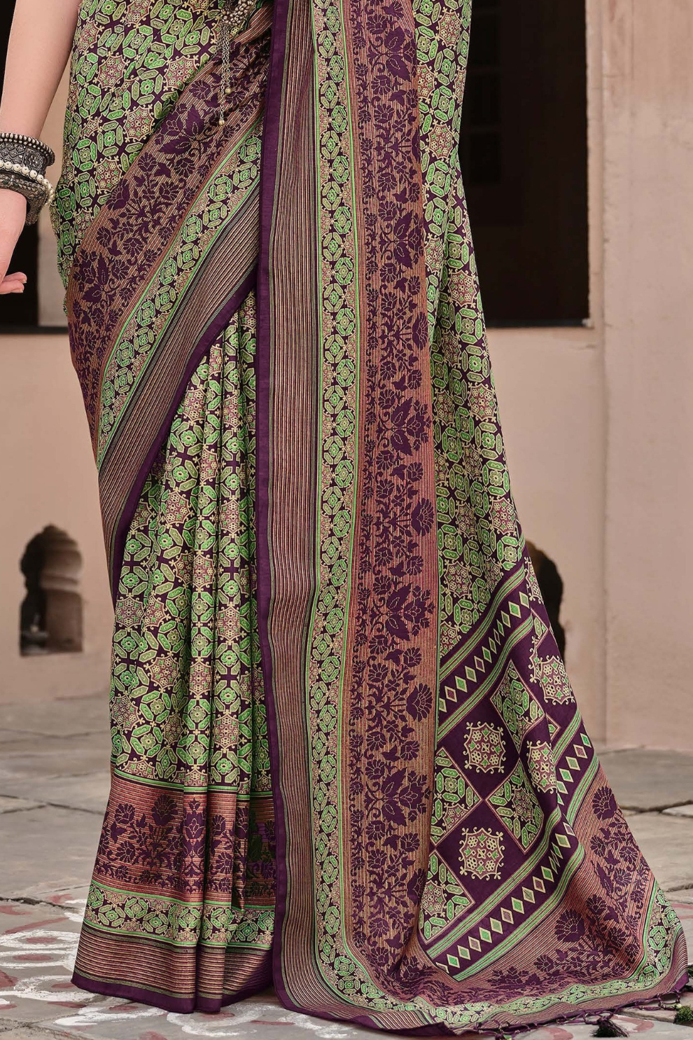 Mercerized New Sigma Silk Saree with Aqua Finish