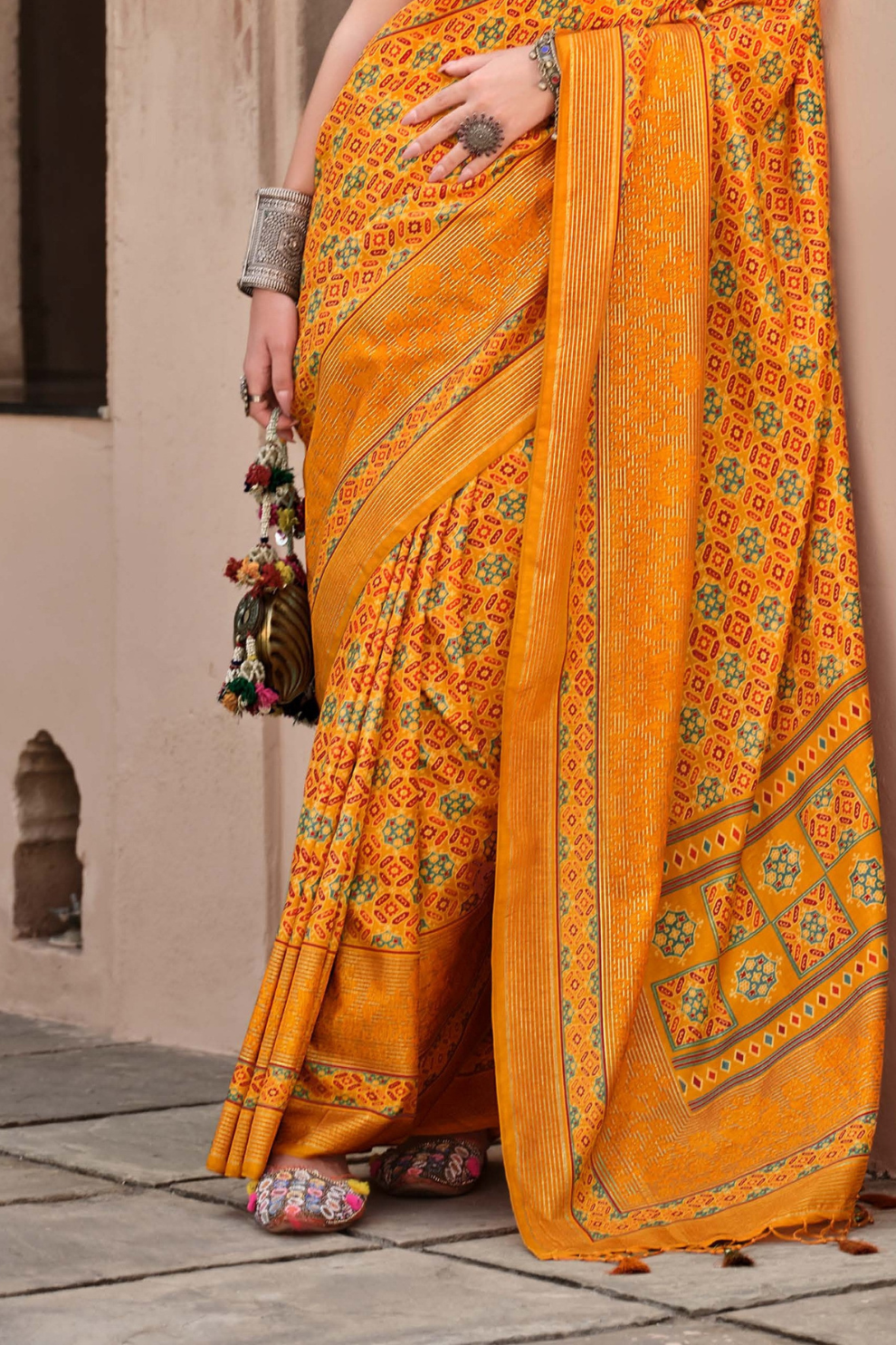 Mercerized New Sigma Silk Saree with Aqua Finish