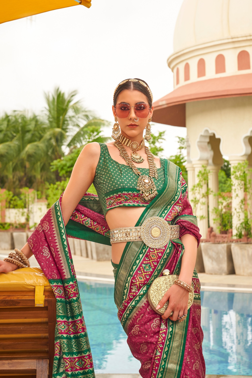 Traditional Patola Print Saree in Sigma Silk Blend Fabric