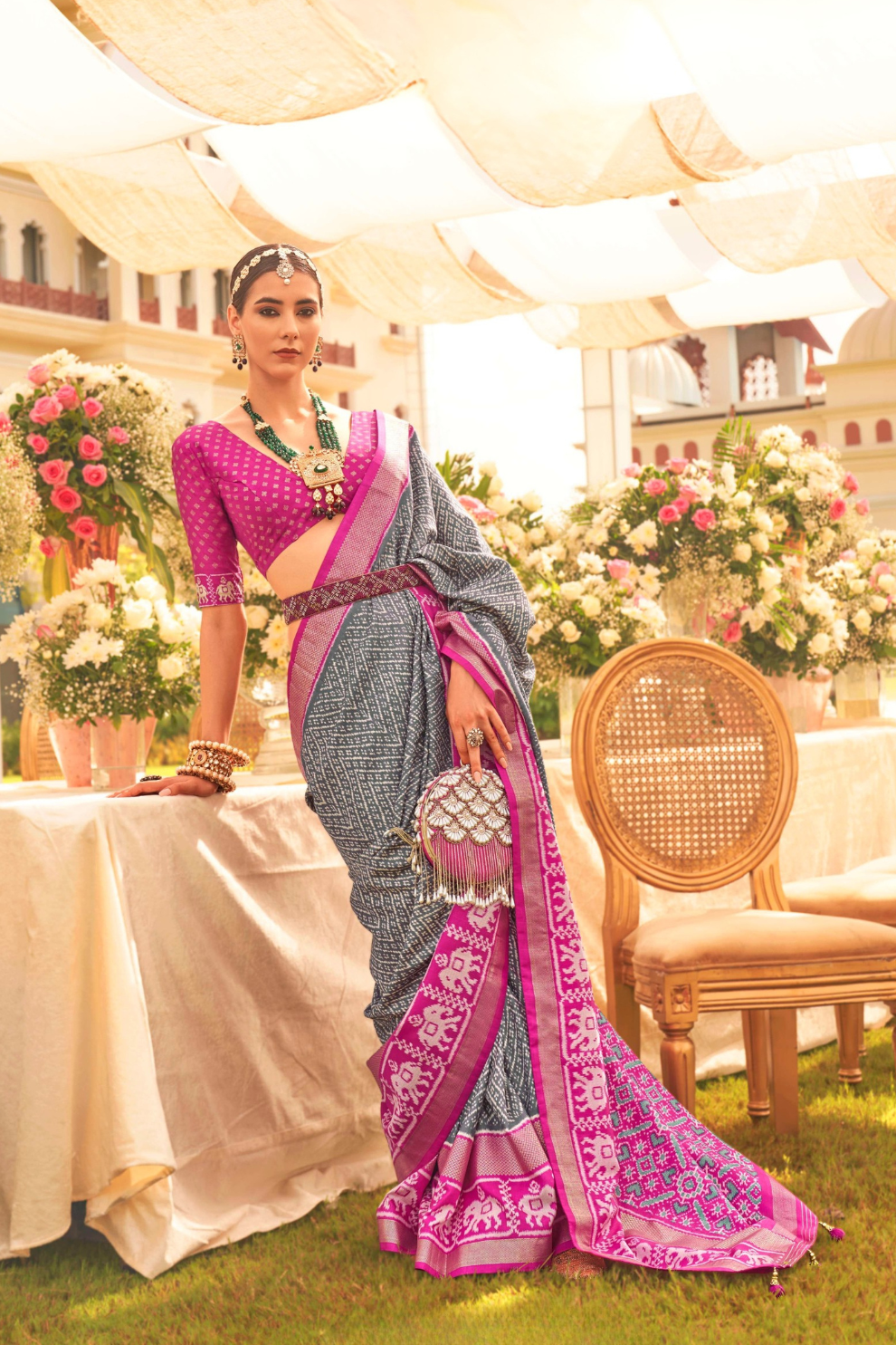 Premium Mercerized Silk Saree with Patola Motifs