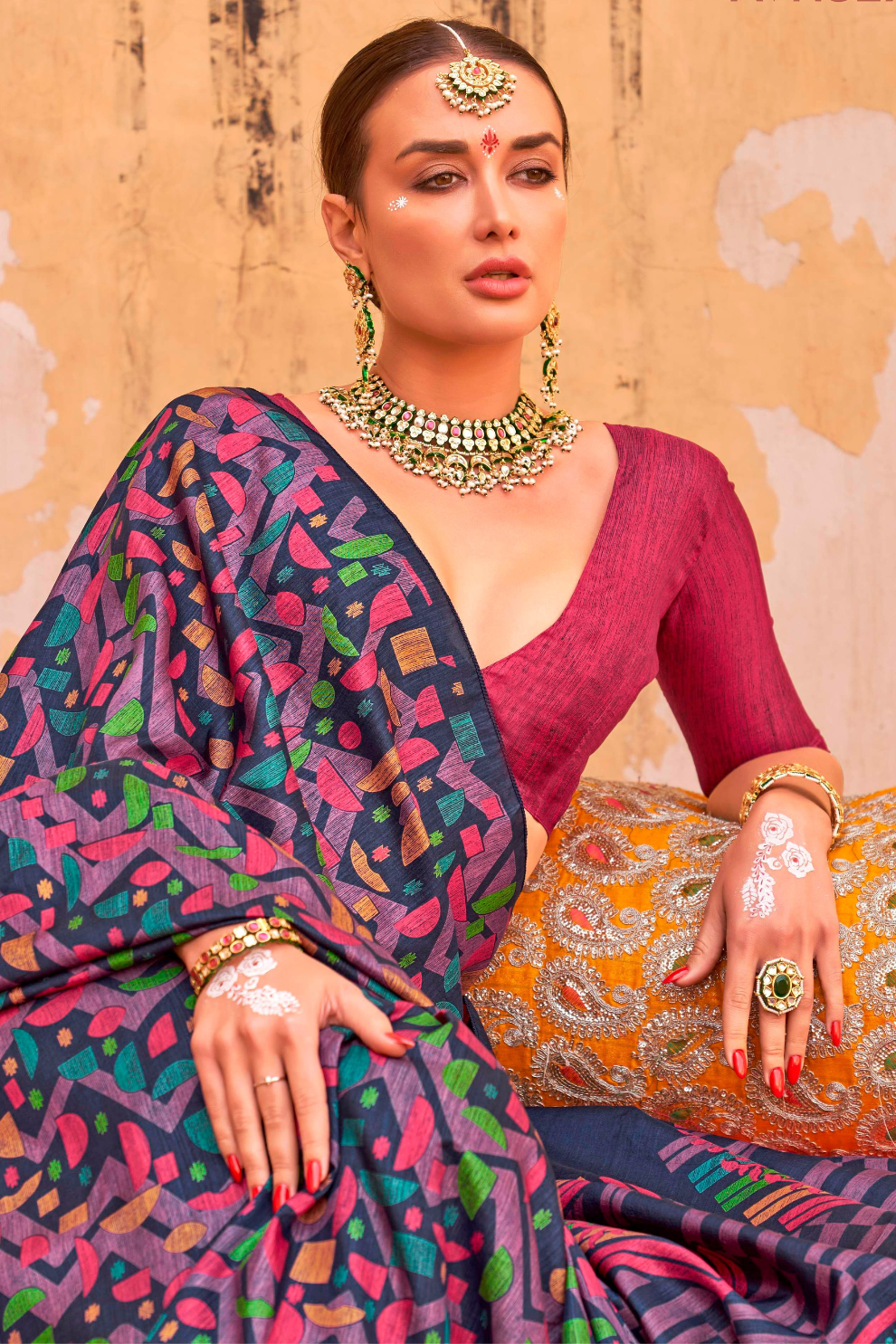 Mercerized Sigma Silk Saree with Classic Design and Aqua Finish - LaVante Fashion