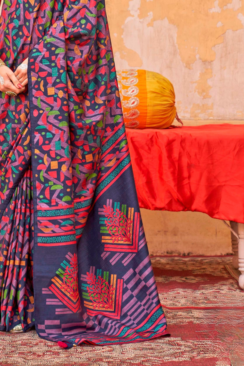 Mercerized Sigma Silk Saree with Classic Design and Aqua Finish - LaVante Fashion