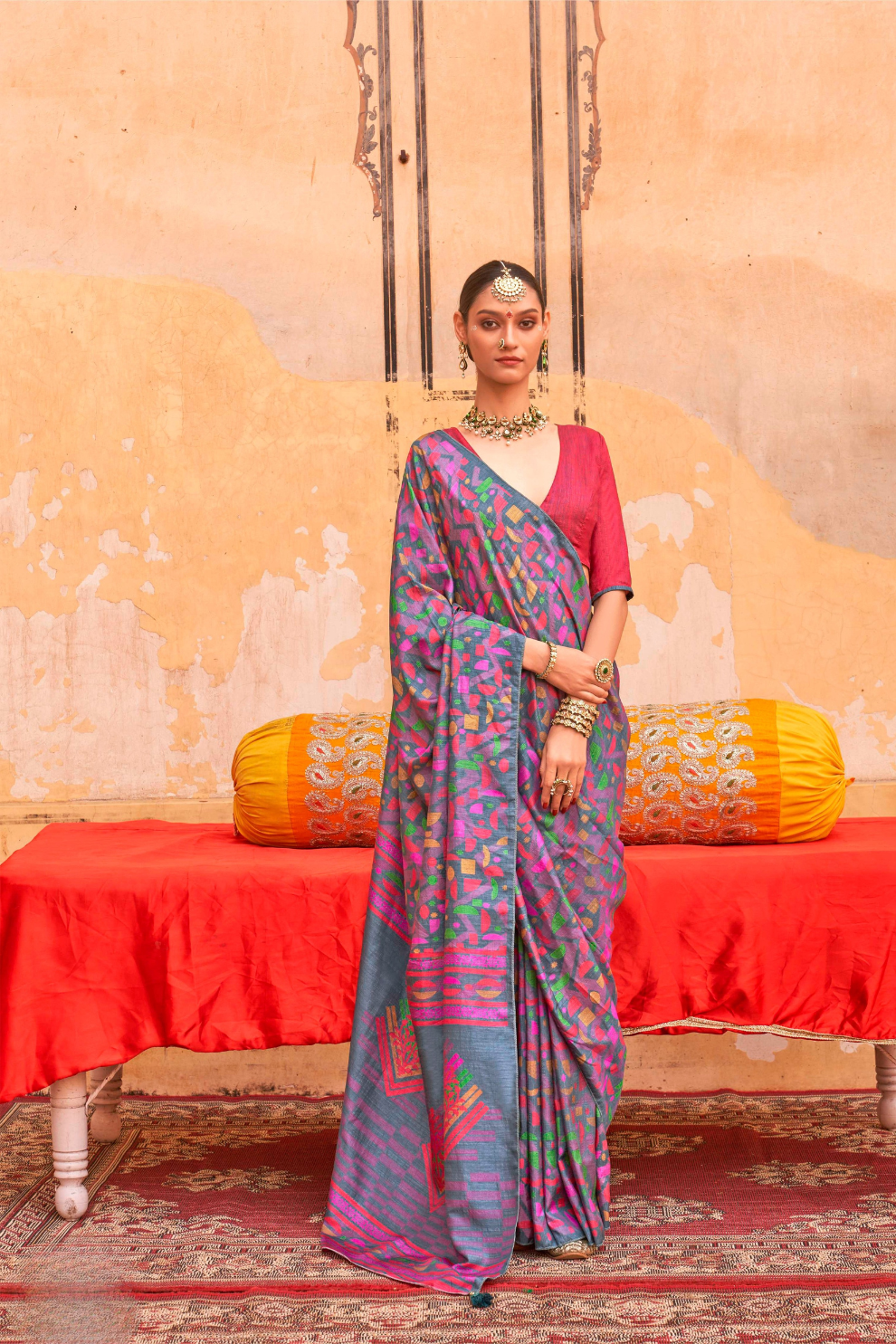 Mercerized Sigma Silk Saree with Classic Design and Aqua Finish - LaVante Fashion