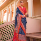 Mercerized Sigma Silk Saree with Traditional Classic and Aqua Finish - LaVante Fashion