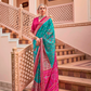 Mercerized Sigma Silk Saree with Traditional Classic and Aqua Finish - LaVante Fashion