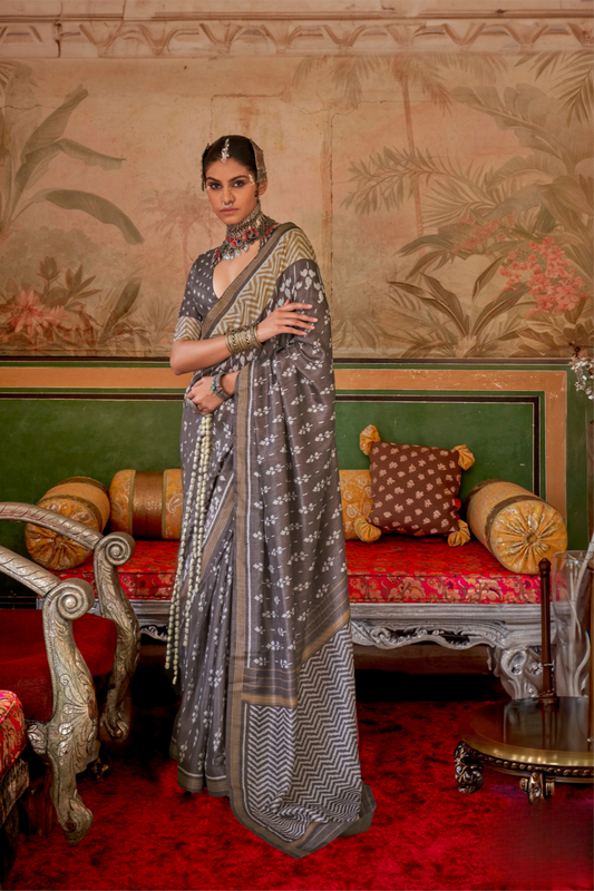 Designer Print Silk Saree for Festive and Casual Wear