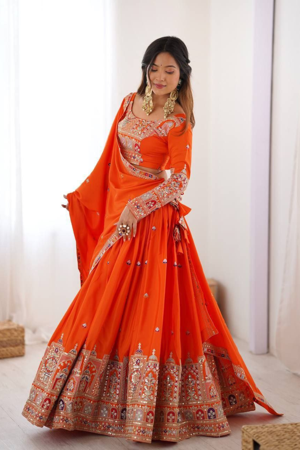 Regal Mirror and Gota Patti Work Silk Lehenga Choli