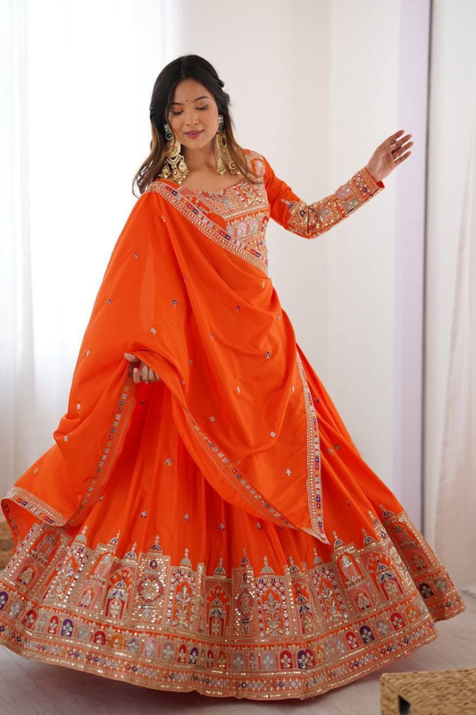 Regal Mirror and Gota Patti Work Silk Lehenga Choli