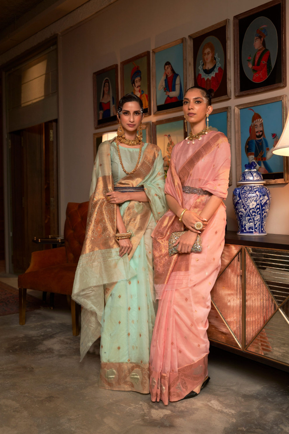 Elegant Modal Saree with Copper Zari Handloom Weaving