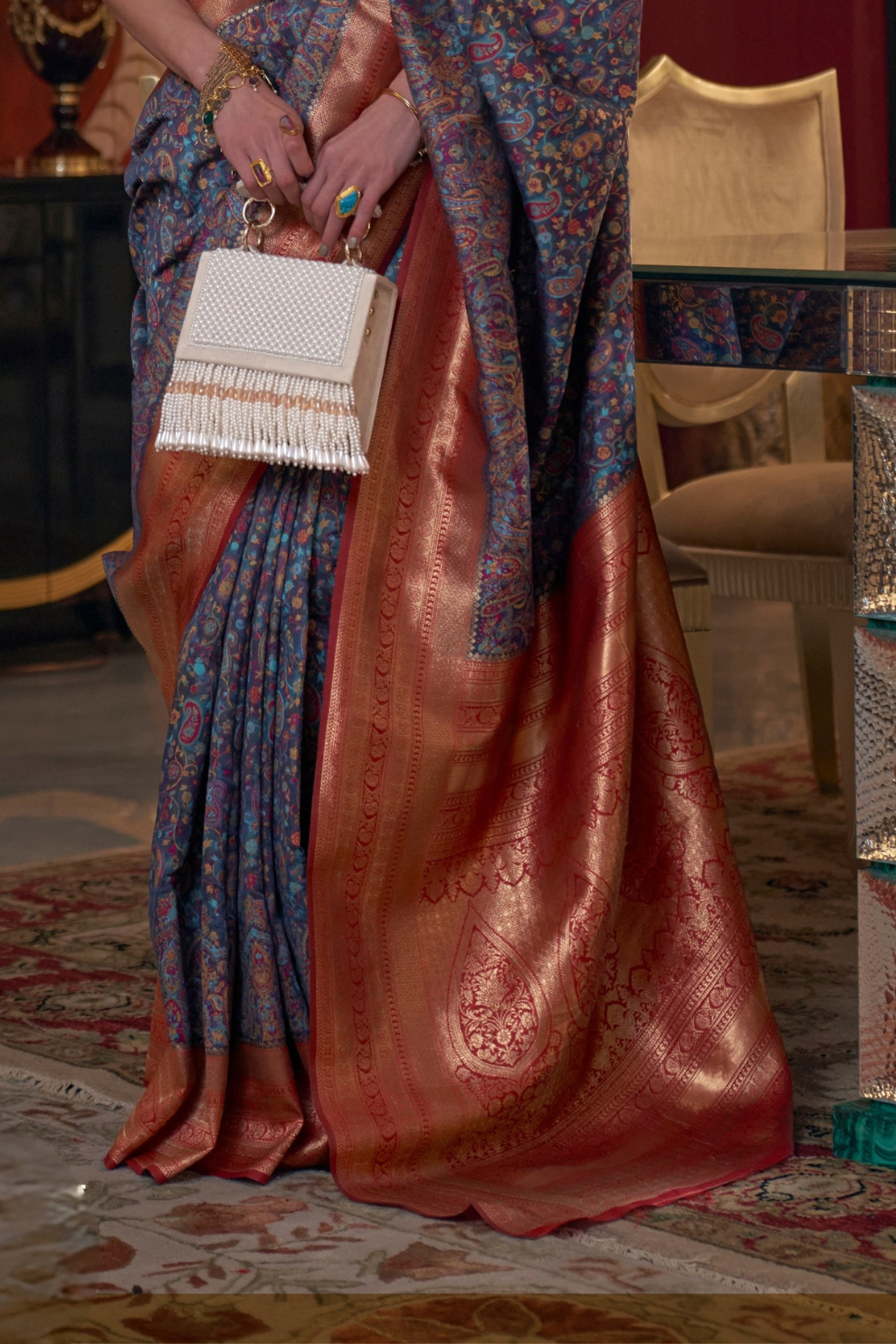 Graceful Gota Handloom Woven Silk Saree with Traditional Detailing