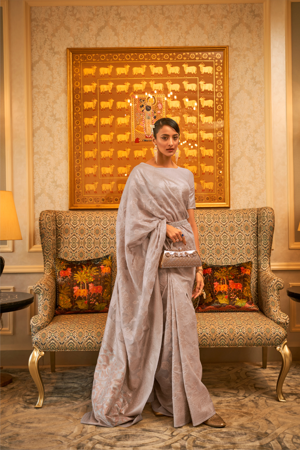 Elegant Sequins Modal Saree with Fine Handloom Weaving