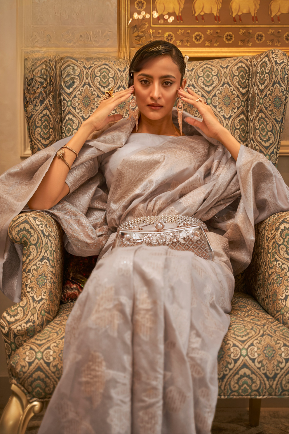 Elegant Sequins Modal Saree with Fine Handloom Weaving