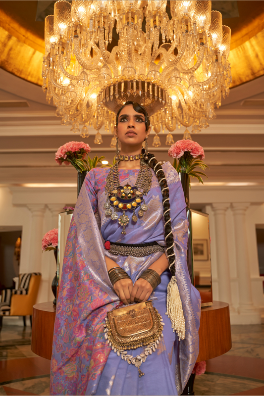 Premium Modal Saree with Ethnic Kashmiri Pallu and Blouse