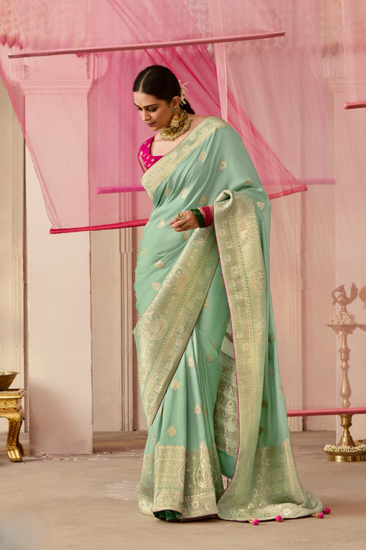 Banarasi Dola Silk Saree with Brocade Blouse Elegance