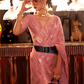 Multi Pure Linen Saree with Copper Zari Weaving Elegance
