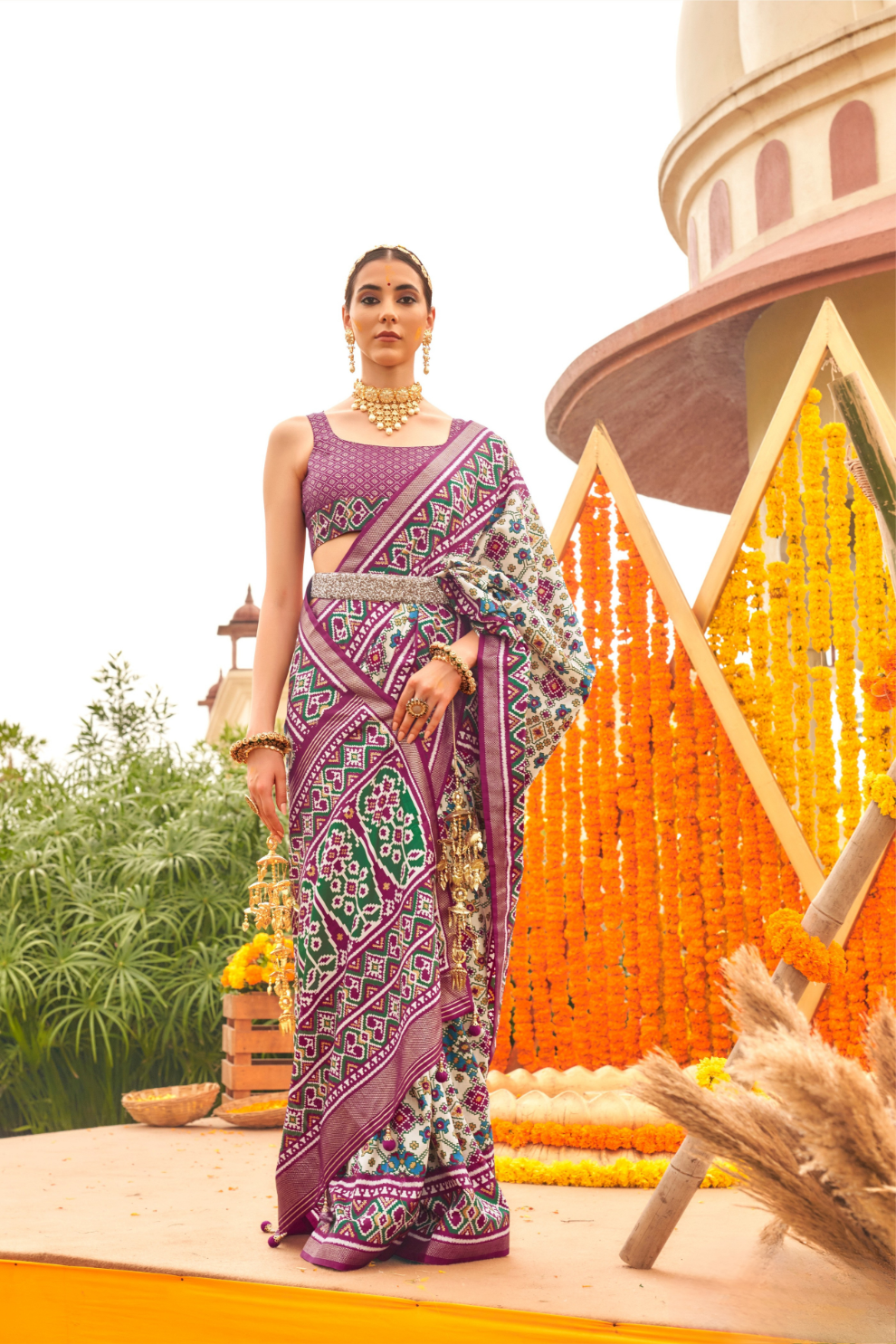 Elegant Traditional Silk Saree with Patola Print