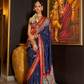 Mercerized Sigma Silk Saree with Patola Design and Gold Print