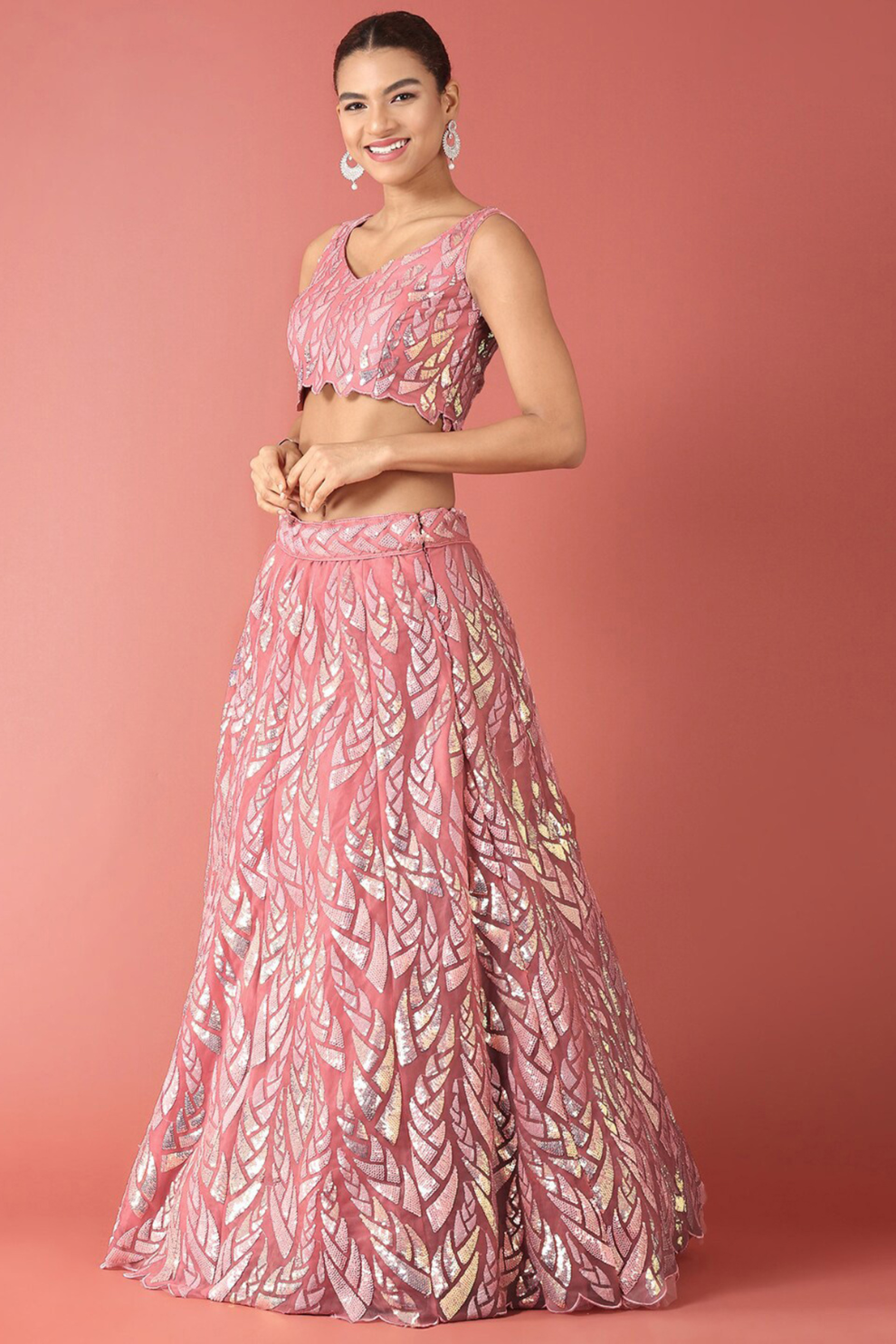 Bridal Soft Net Lehenga Choli with Elegant Sequins Embroidery