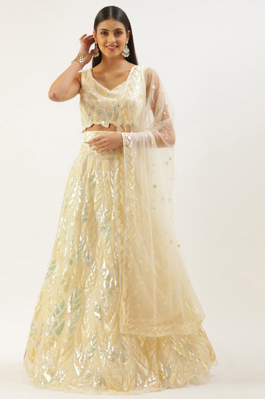 Bridal Soft Net Lehenga Choli with Elegant Sequins Embroidery