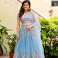 Premium Light Blue Lehenga Set with Elegant Net Dupatta