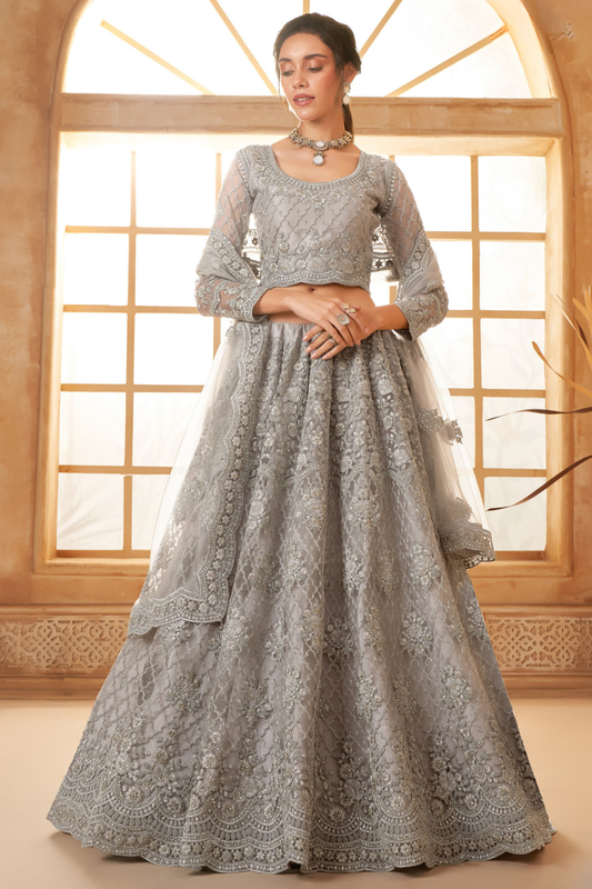 LAVANTE_FASHION_NET_EMBROIDERED_LEHENGA_CHOLI_124 - LaVante Fashion