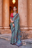 Polyester Viscose Silk Saree with Exclusive Ajrakh Print